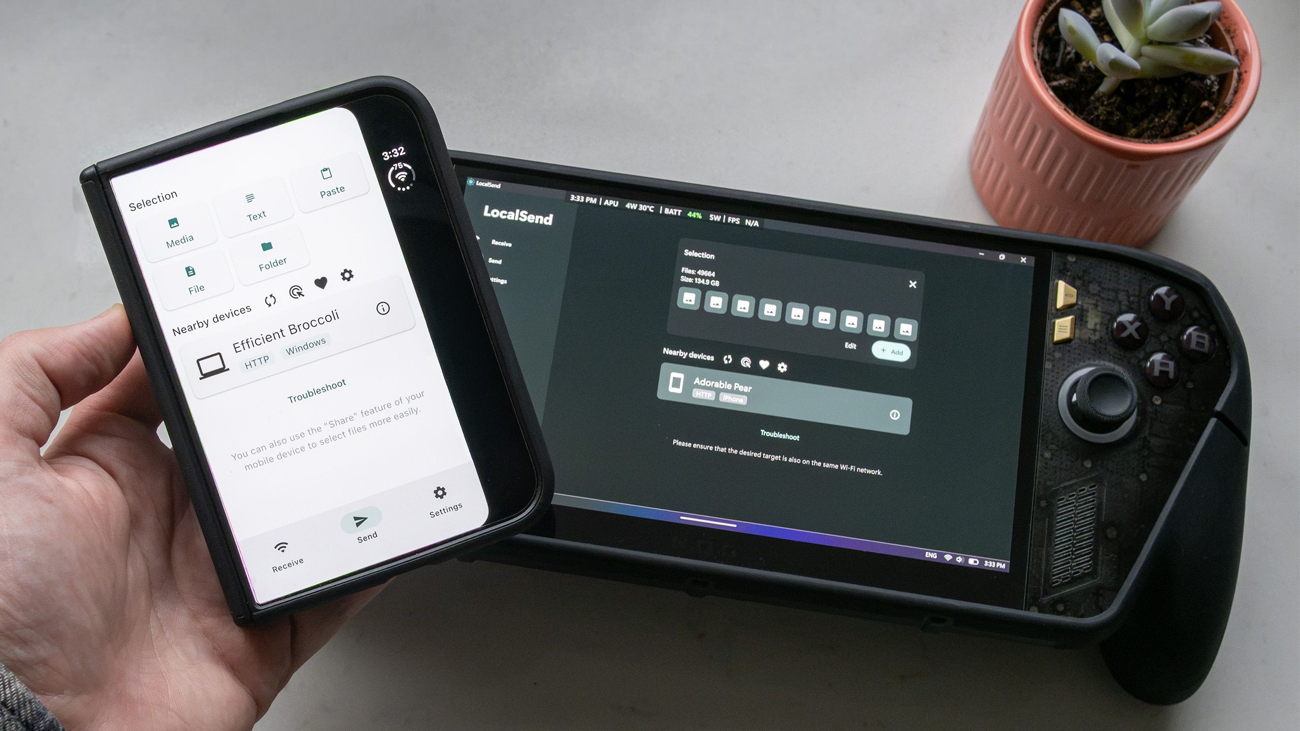 LocalSend on the iPhone Duo and the ROG Xbox Ally X20 