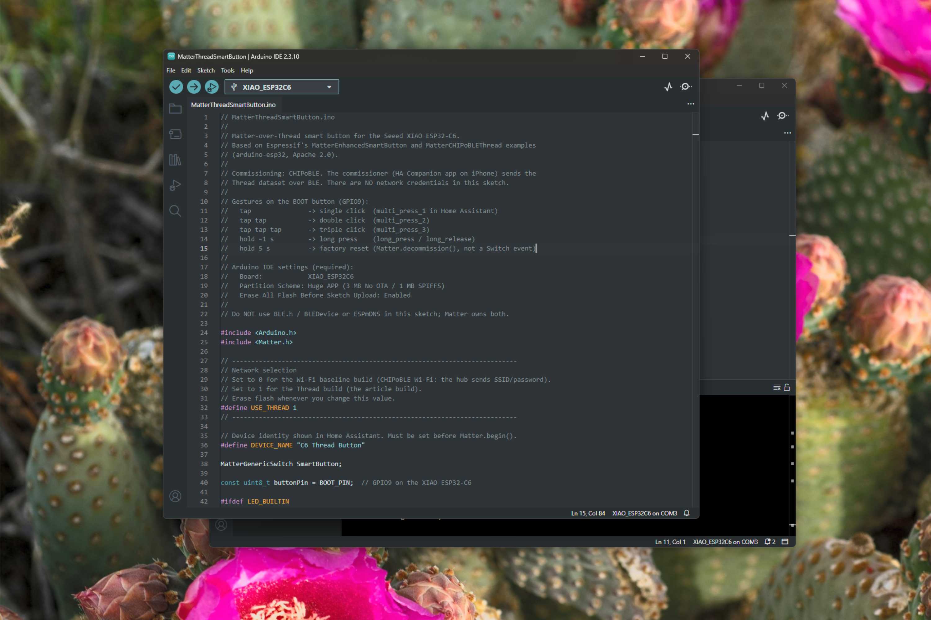 thread button code in ardinuo editor