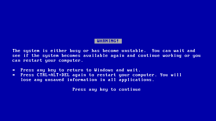 A Windows blue screen error