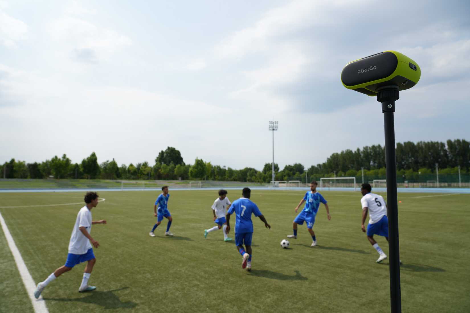 The XbotGo Falcon filming a soccer game.