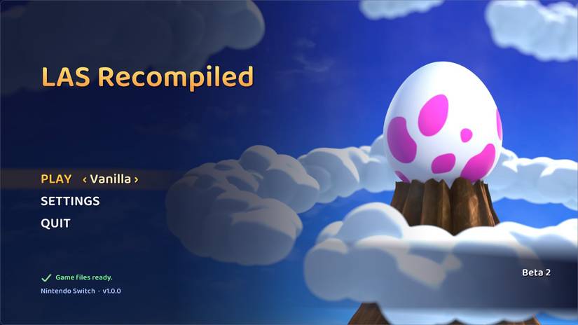 A screenshot of the Zelda: Link's Awakening PC port's menu 