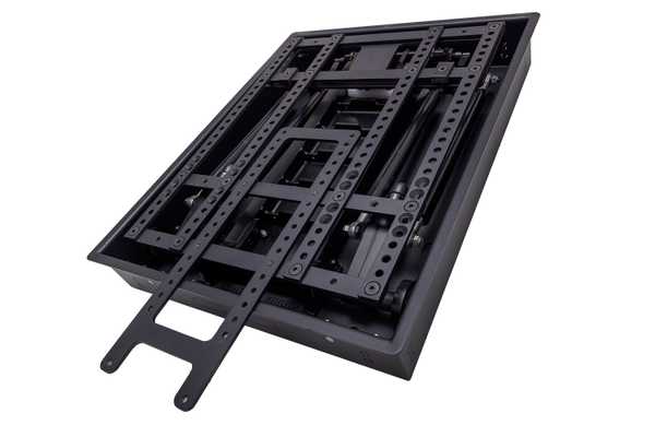 The world's first flush, recessed drop-down TV mount