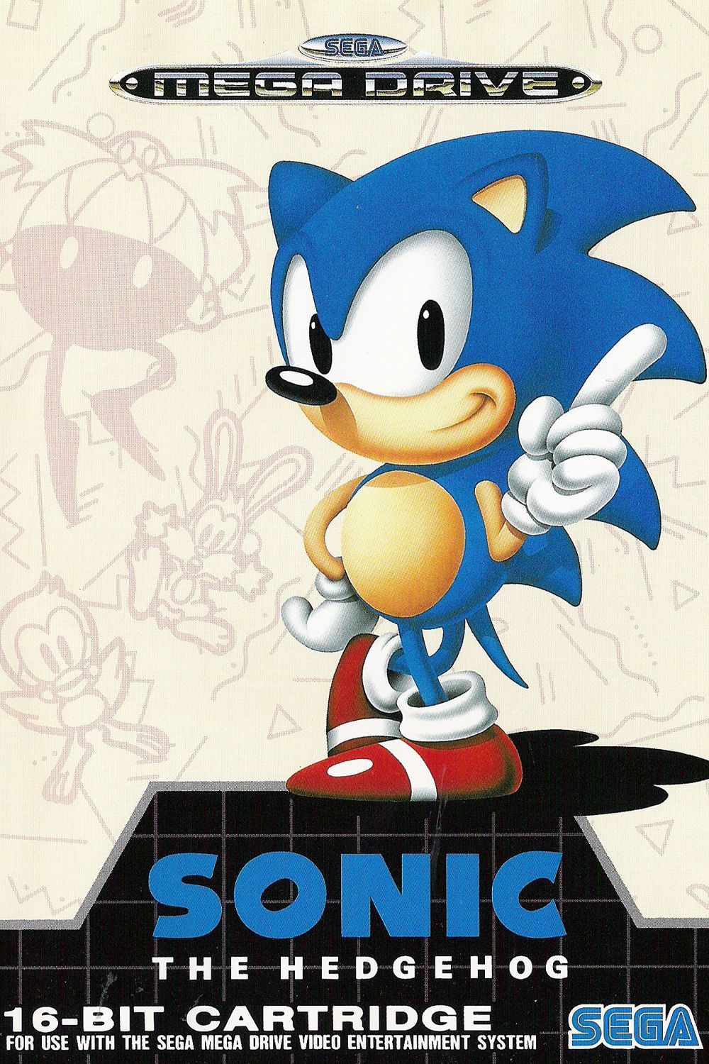 Box art for Mega Drive release of Sonic the Hedgehog