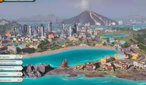 A modern city on the coast of a tropical island