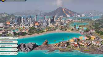 A modern city on the coast of a tropical island
