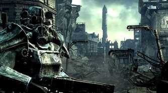 Fallout 3 key art showing player in a post-apocalyptic city