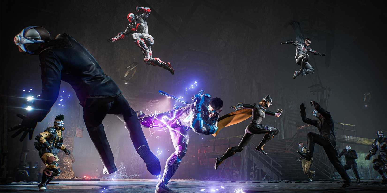 A screenshot of co-op gameplay in Gotham Knights