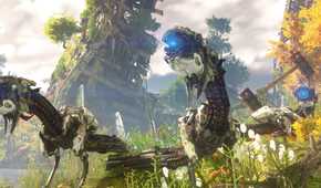 A screenshot of robot enemies from Horizon Zero Dawn