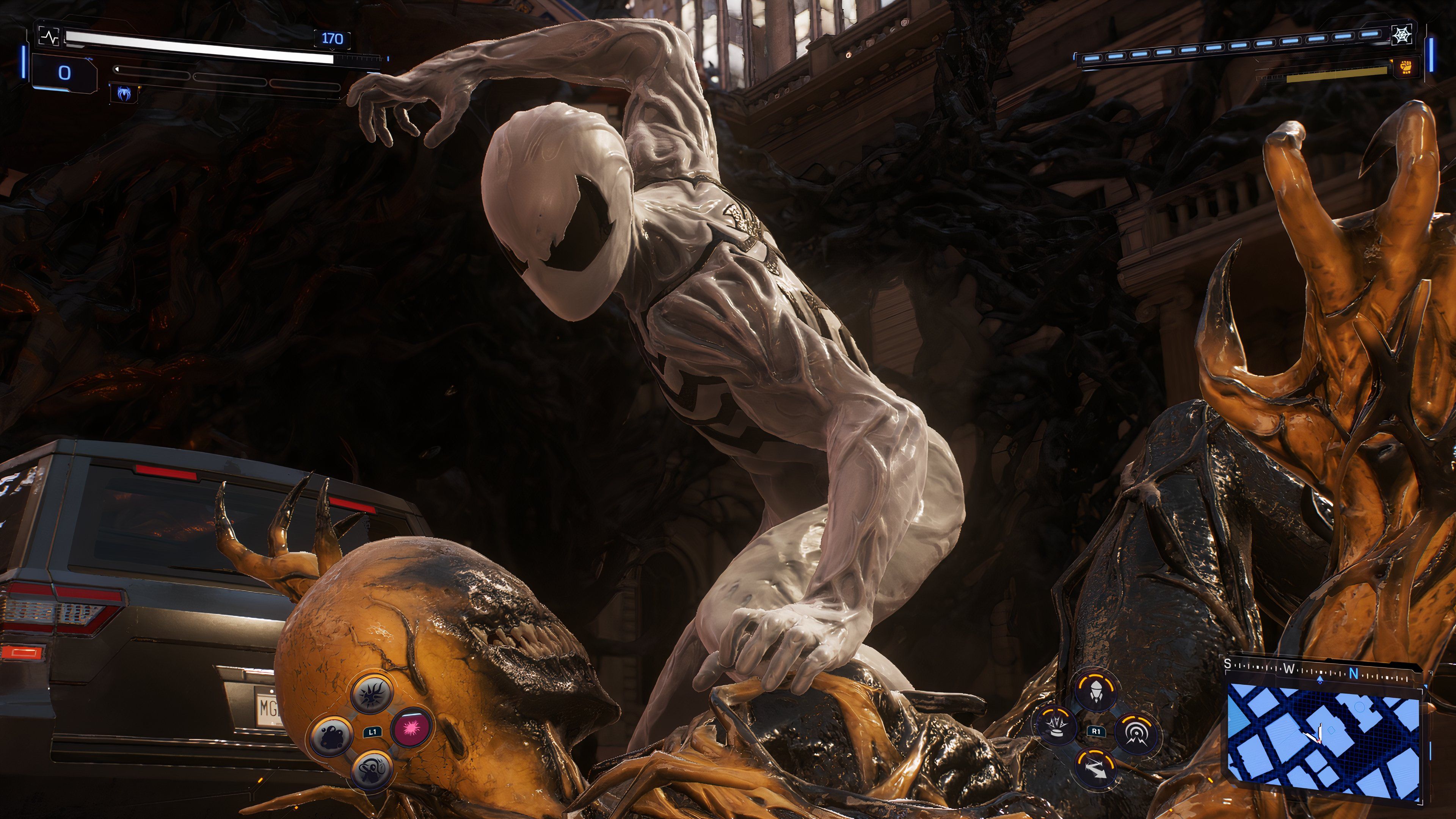 A screenshot of combat from Marvel's Spider-Man 2