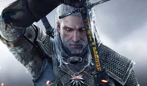 Geralt holding a sword
