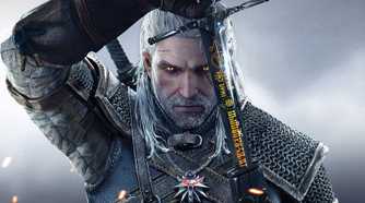 Geralt holding a sword