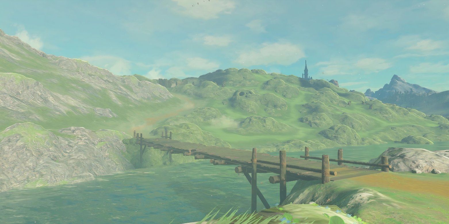 concept art of a bridge in Breath of the Wild