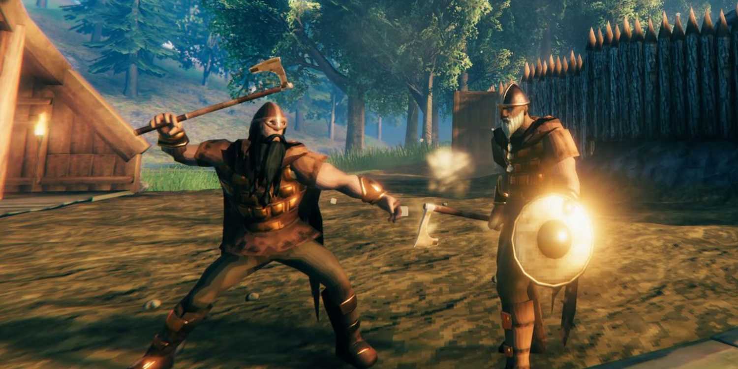 Fighting off Vikings in Valheim