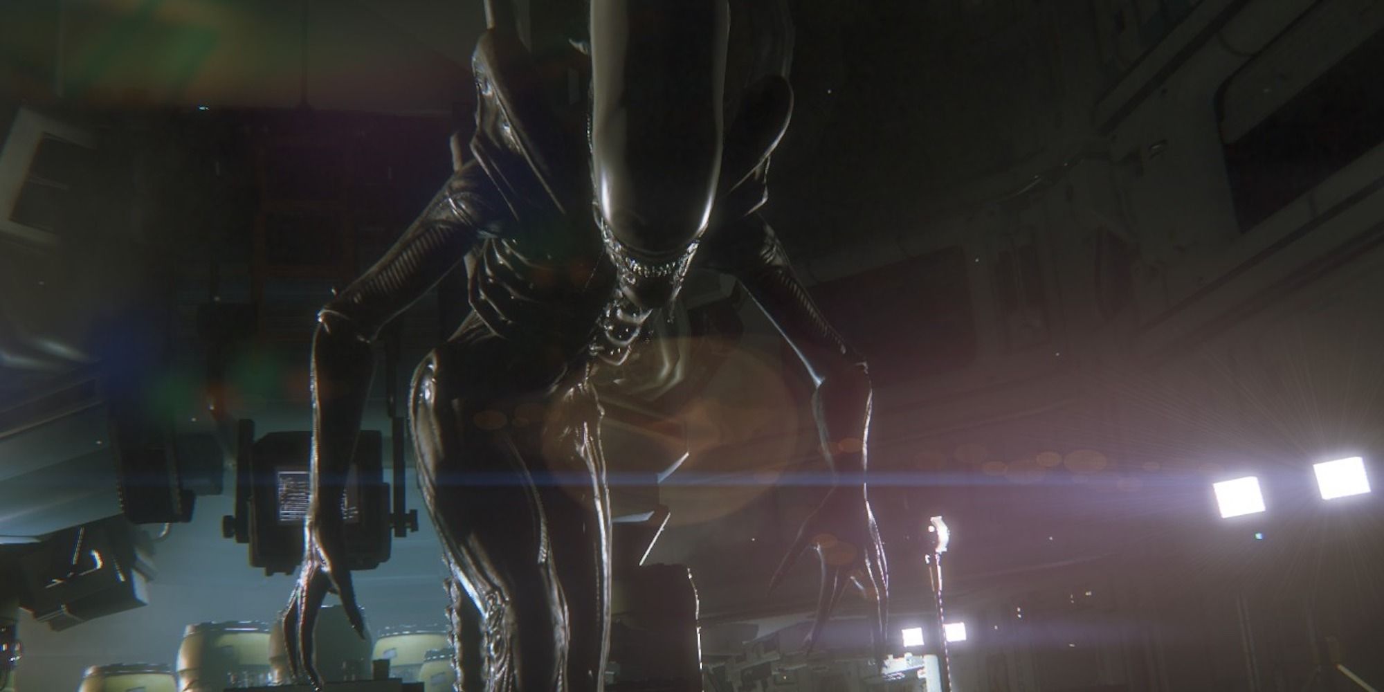 An up close image of a xenomorph from Alien Isolation