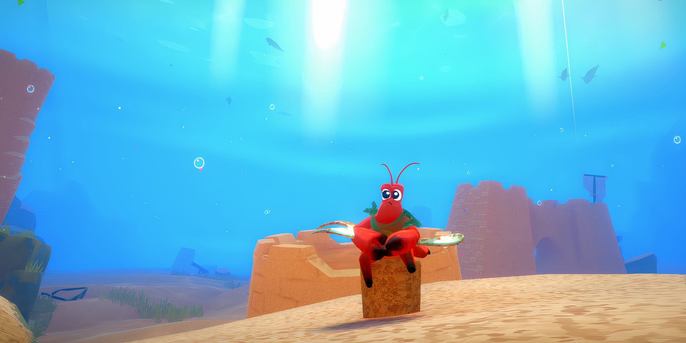 Another Crab's Treasure Kril big chillin Sitting on a Stump With No Shell
