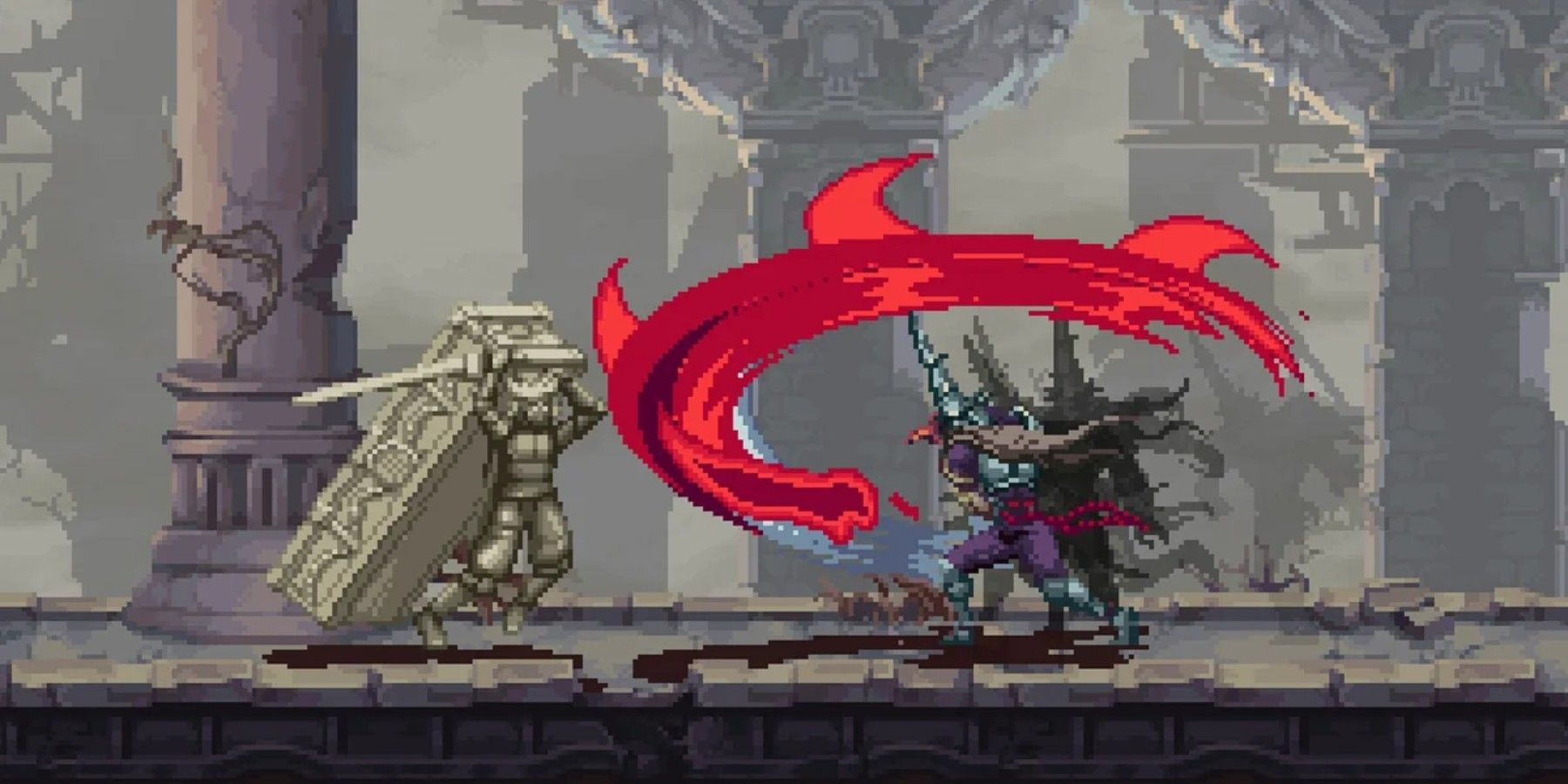 A red slash attack in Blasphemous 2