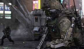 A screenshot of gameplay from the campaign of Call of Duty: Advanced Warfare