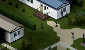Scavenging at the trailer park in Project Zomboid