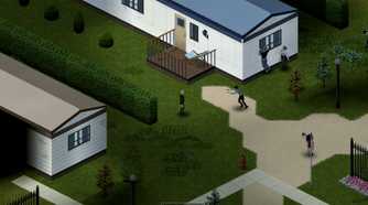 Scavenging at the trailer park in Project Zomboid