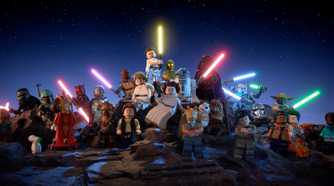 A screenshot of the characters in LEGO Star Wars: The Skywalker Saga