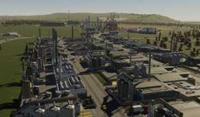 An industrial complex in a city