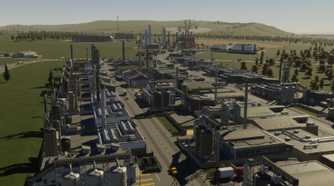 An industrial complex in a city
