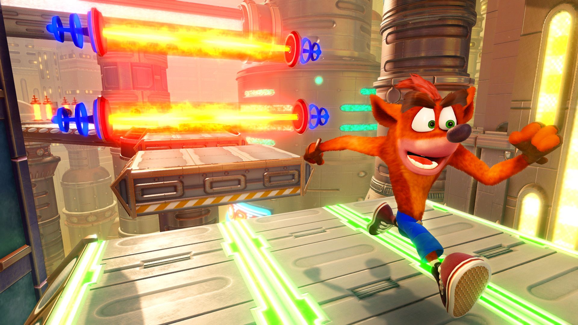 crash bandicoot running past fire