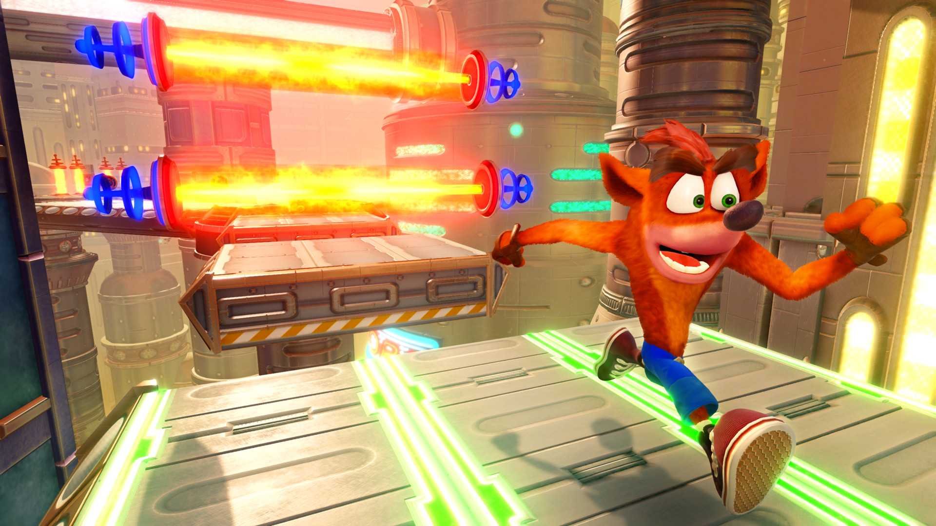 crash bandicoot running past fire