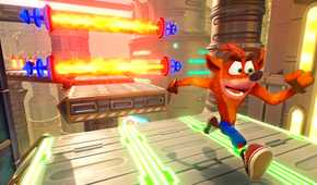 crash bandicoot running past fire