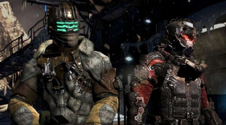 Isaac and Carver pose in Dead Space 3