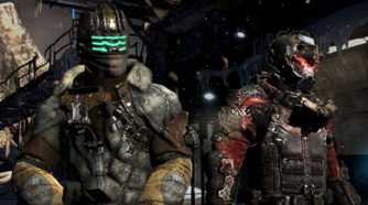 Isaac and Carver pose in Dead Space 3