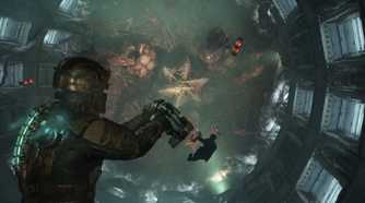 Isaac fighting a massive monster on a space ship