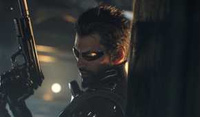 Screenshot from Deus Ex: Mankind Divided video game of player character preparing to turn a corner