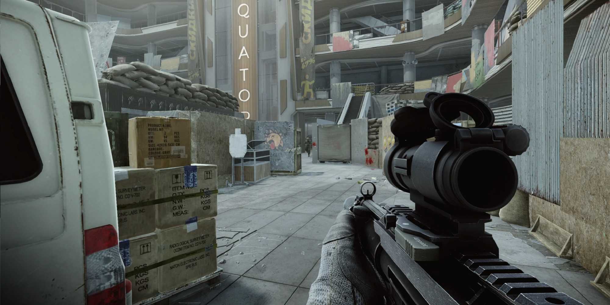 escape from tarkov soldier in a city plaza