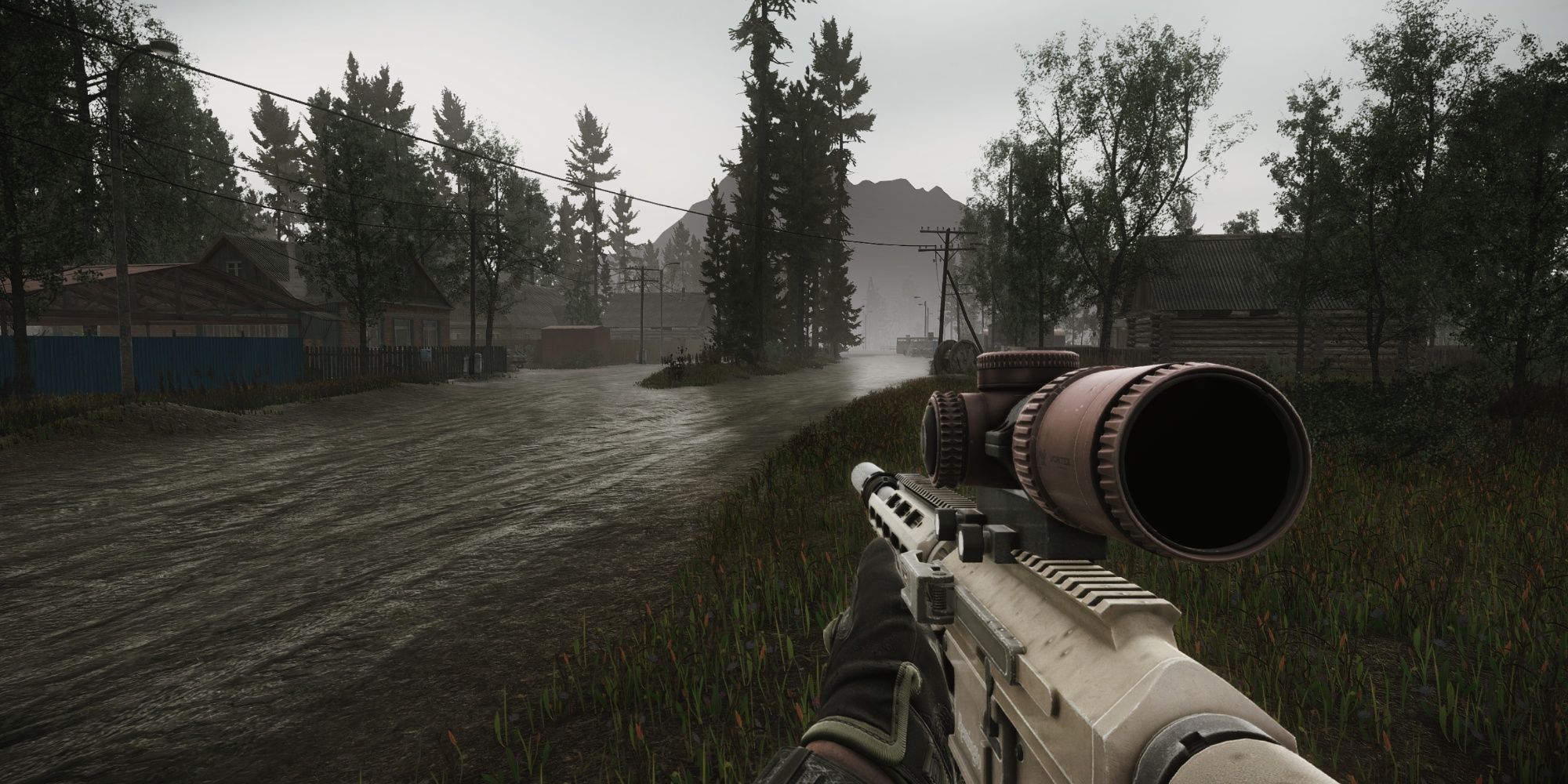 escape from tarkov rainy dirt road