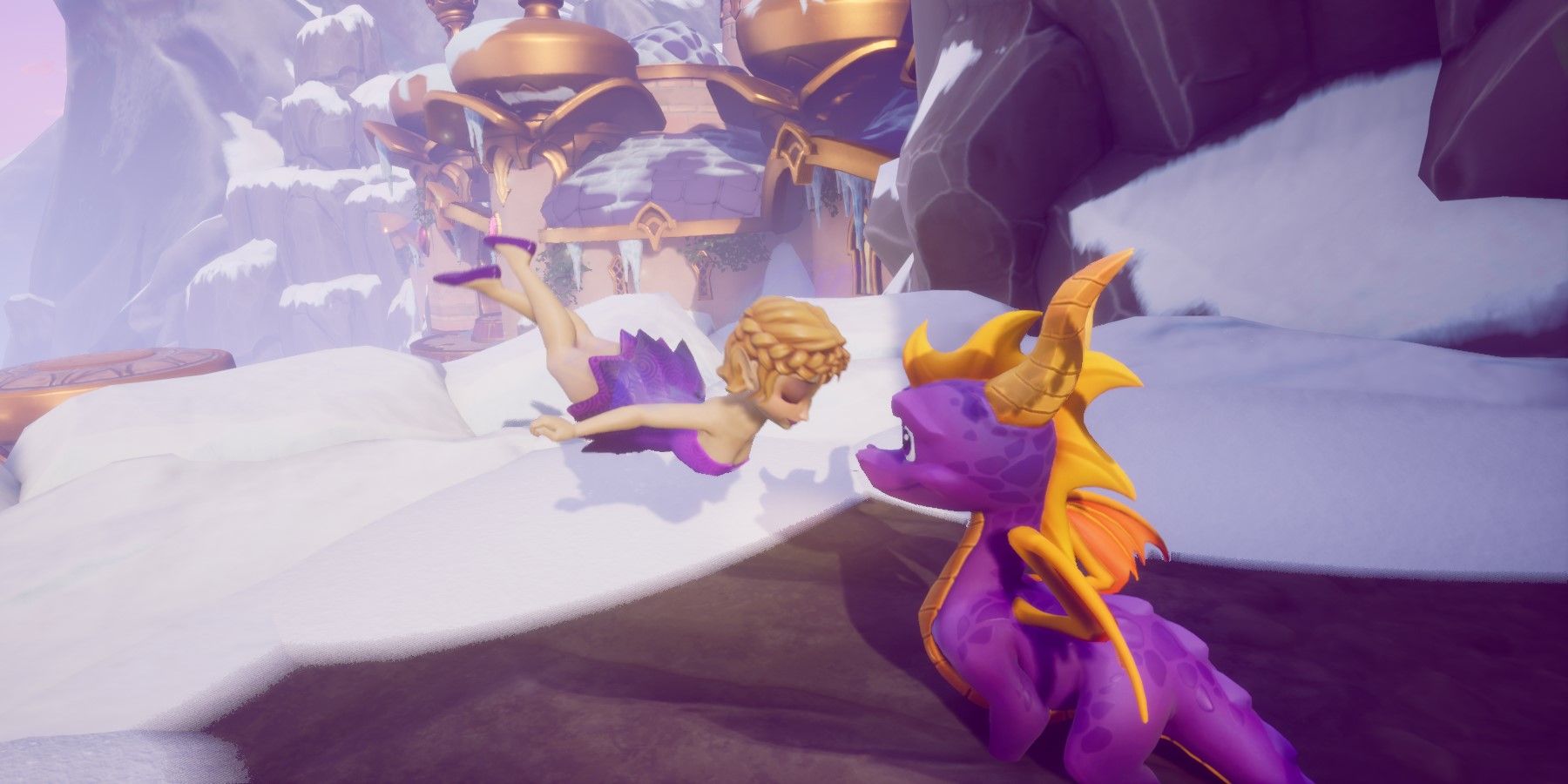 Spyro talking to a fairy
