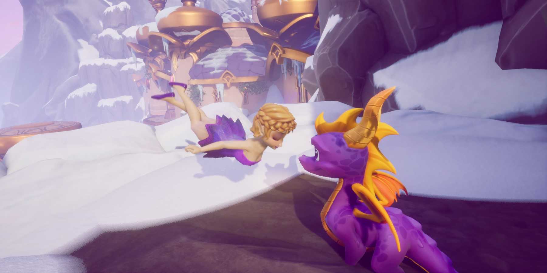 Spyro talking to a fairy