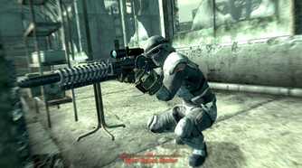 Fallout 3 screenshot of an NPC manning a gun turret