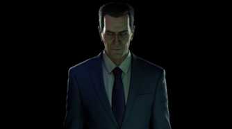 A man standing against a black background