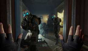Soldiers pointing their guns at the player