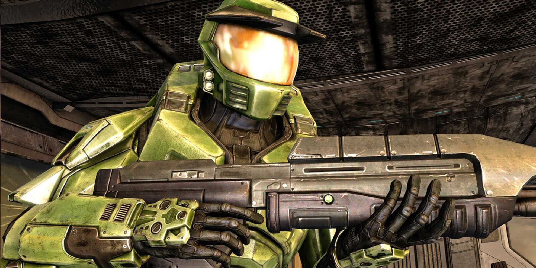A screenshot of Master Chief in the original Halo: Combat Evolved.