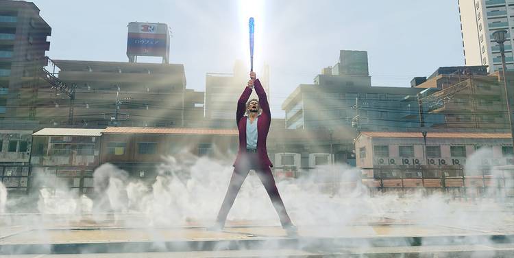 Yakuza: Like A Dragon Ichiban holding his bat like a sword