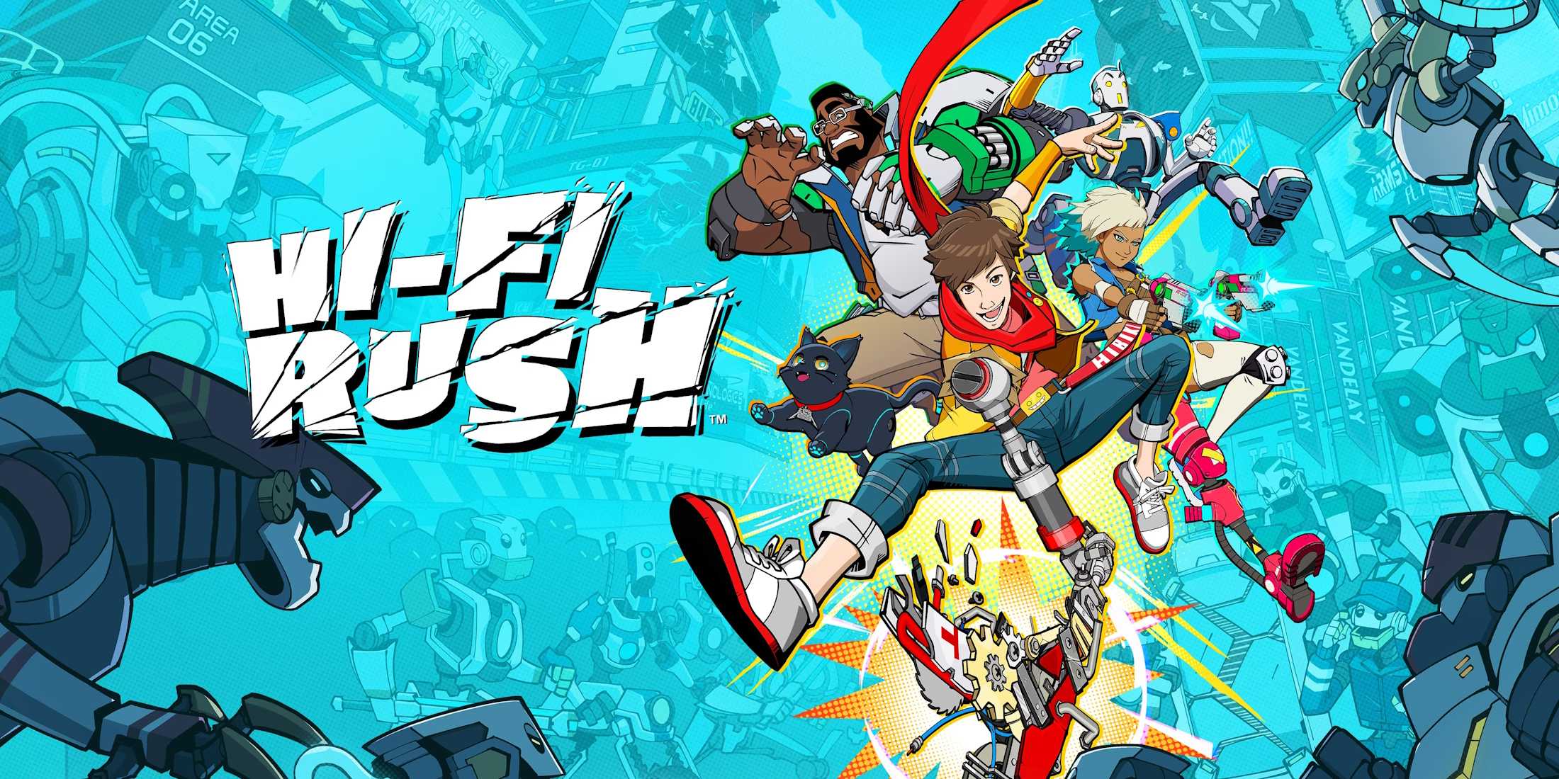 hi-fi rush key art featuring the title and characters