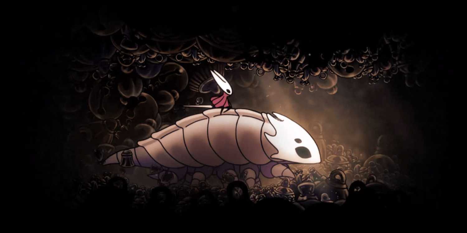 Hollow knight riding on a bug