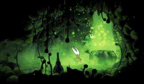 Green smog around the player character in a cave