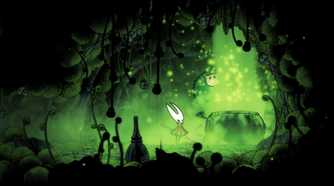Green smog around the player character in a cave