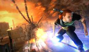 infamous 2 cole grinding on a rail