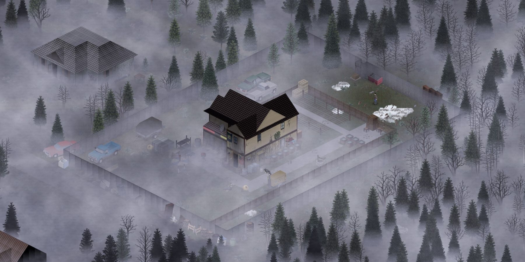 A house surrounded by fog