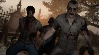left 4 dead 2 zombies power stancing in a graveyard