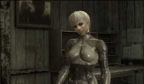 Sceenshot from Metal Gear Solid 4: Guns of the Patriots video game of Laughing Beauty boss.